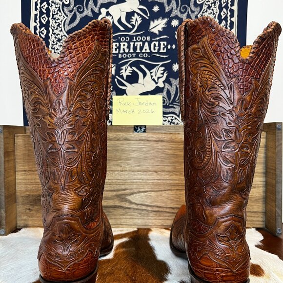 Stallion Goblin Majestic Full Nile Croc. Center Cut w/Tooled Overlays size 11D